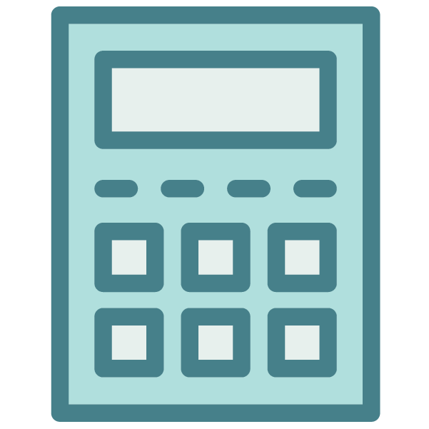 image of a teal calculator icon.